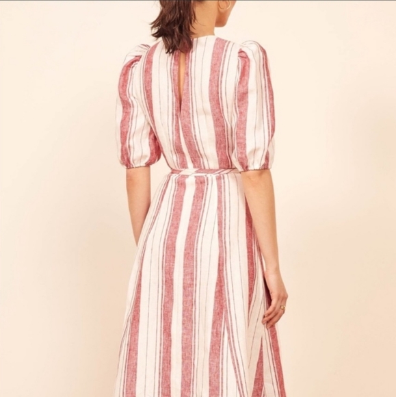 Reformation Wavea Linen Wrap Dress in Savannah Stripe - Picture 4 of 9